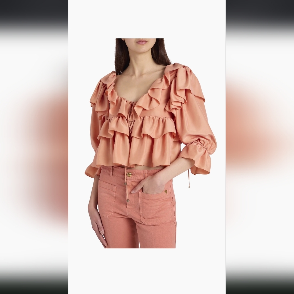 Chloe' Ruffled Pink Blouse - Picture 3 of 9